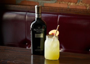 Peach Lemonade Punch with bottle