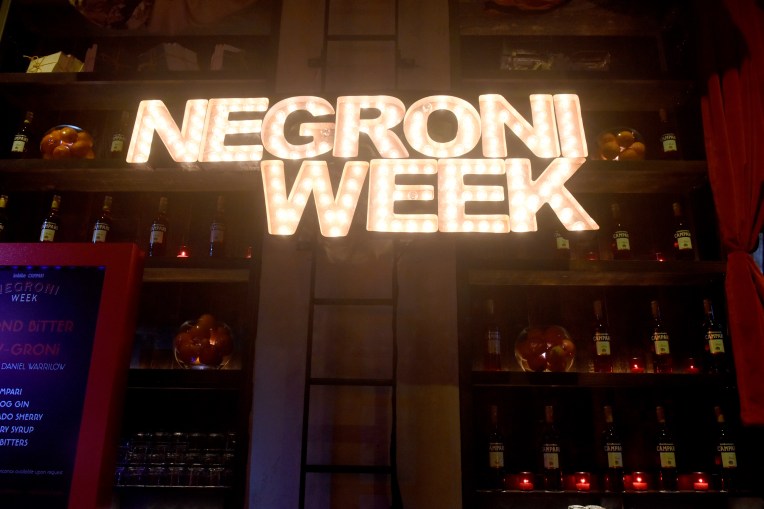 Negroni Week kick-off at The Rag Trader, Monday, June 4, 2018, in New York.